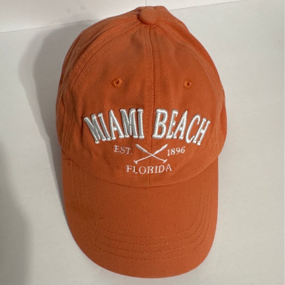 Sunkisskap Miami Beach Cap Embroidered Orange Adjustable Hat